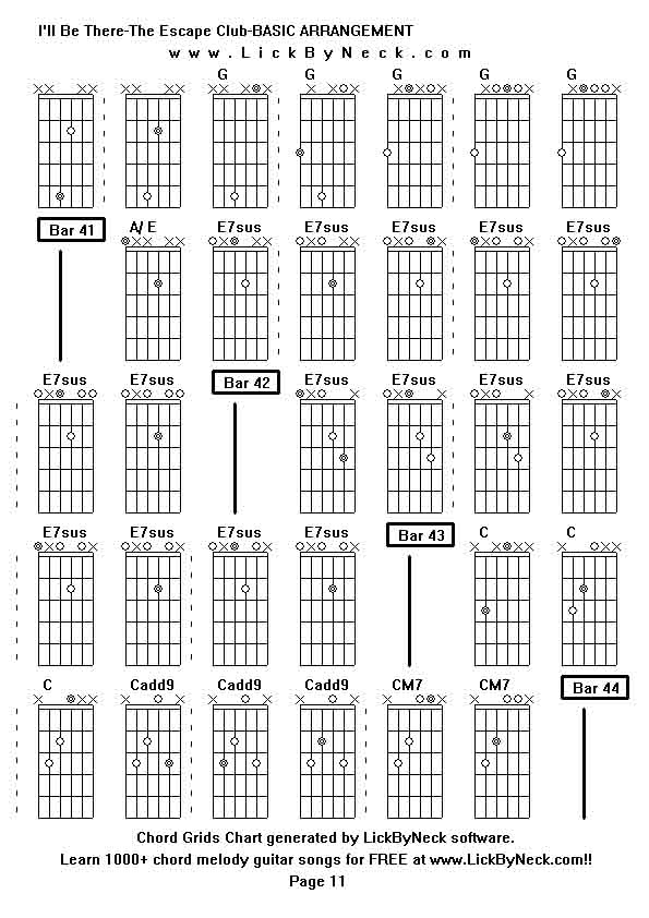 Chord Grids Chart of chord melody fingerstyle guitar song-I'll Be There-The Escape Club-BASIC ARRANGEMENT,generated by LickByNeck software.